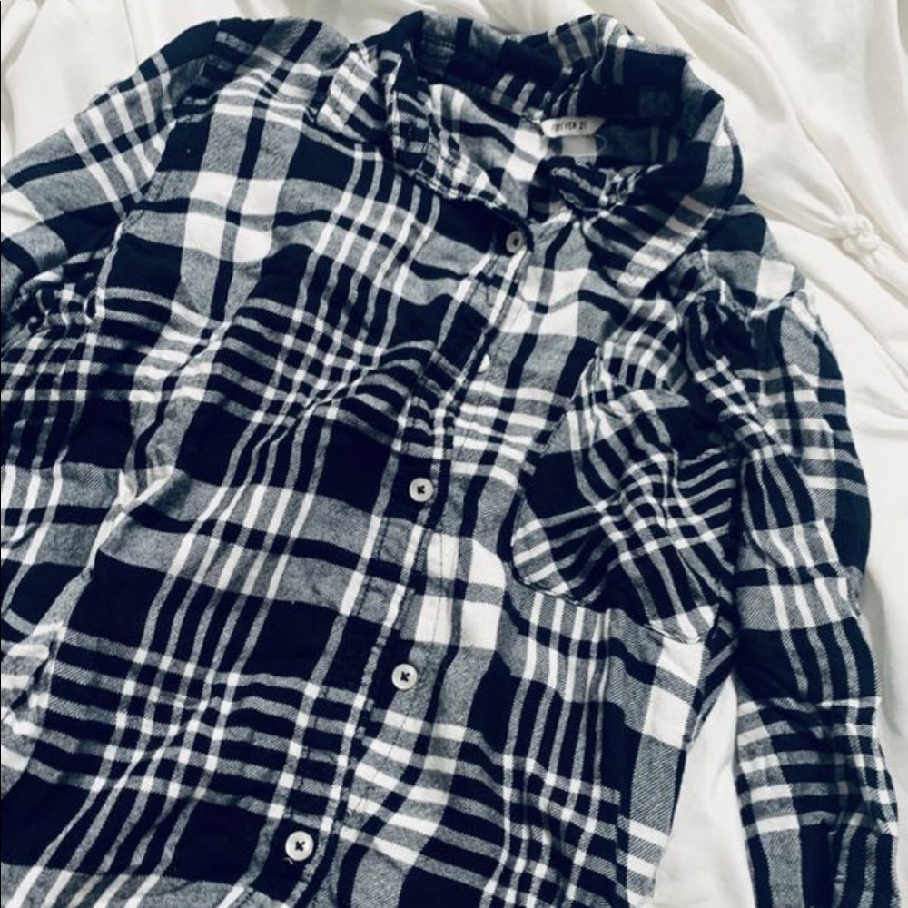 Black and white flannel shirt